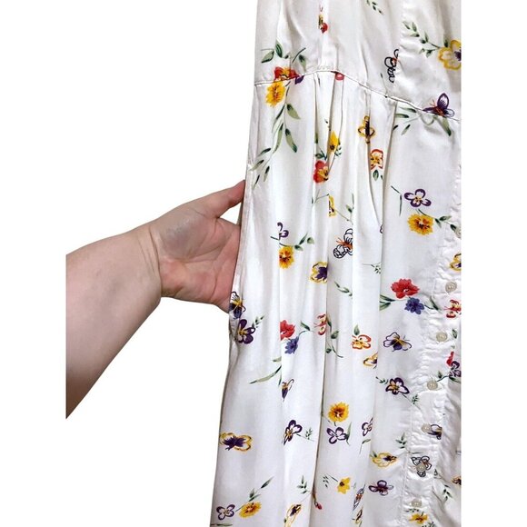 Vintage Together Midi Dress 18 Pockets Full Button Sundress Butterfly Fairy - Picture 8 of 10